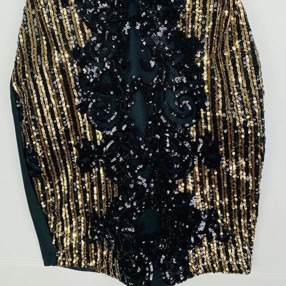 Dach Boutique black gold sequin party mini dress - Picture 3 of 8